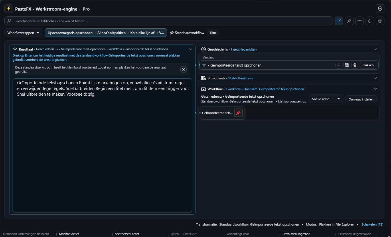 Voorbeeld van workflowoppervlak — Bereid voor